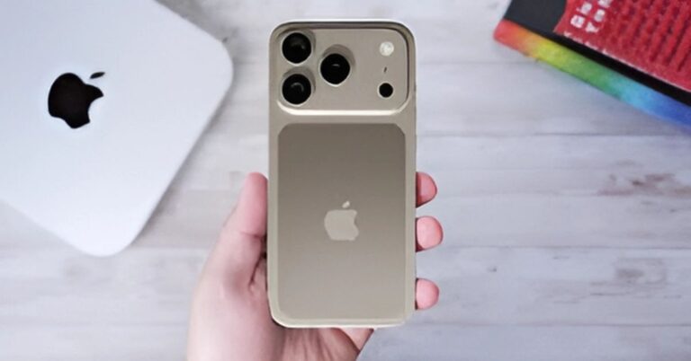 iPhone 17 Pro Max price considerations with hands-on view of gold device showcasing premium build quality and camera module